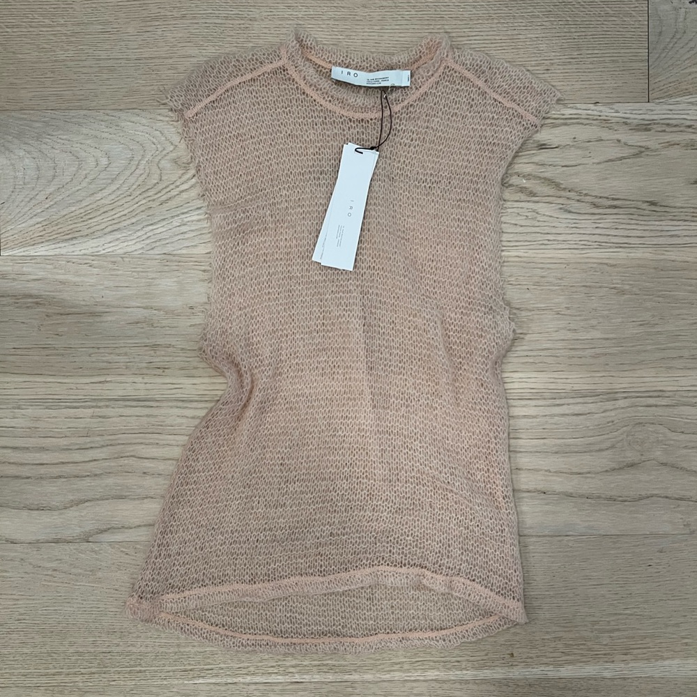 IRO Paris Light Pink Mohair Knit Sleeveless Top